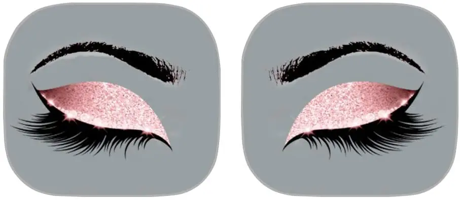 

Aoopistc Stylish Eyelash Pink Eyeshadow Pattern Car Windshield Sunshades Durable Sun Visor Universal Fit Sedan SUV Van