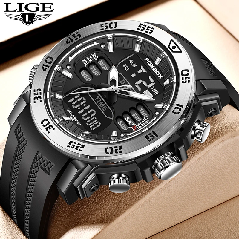 

LIGE Brand Men Digital Watch Shock Military Sports Watches Fashion Waterproof Electronic Wristwatch Mens 2022 Relogios Swimming