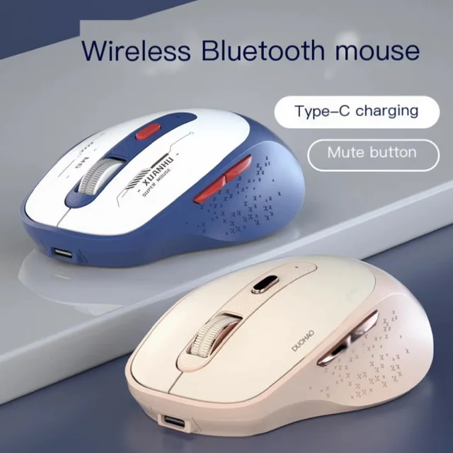 Wireless Mouse Bluetooth Rechargeable M6 Mecha Mute Mouse Type-c Chargeable 1200dpi 6 Keys for Office PC Computer Laptop 1