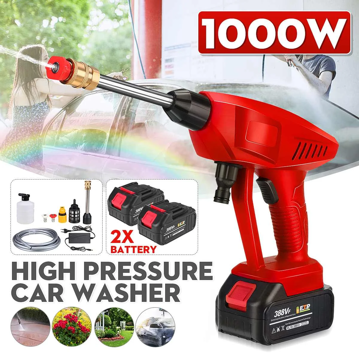 Беспроводной автомобильный мойщик высокого давления 50 бар 1000 Вт 388VF водяной