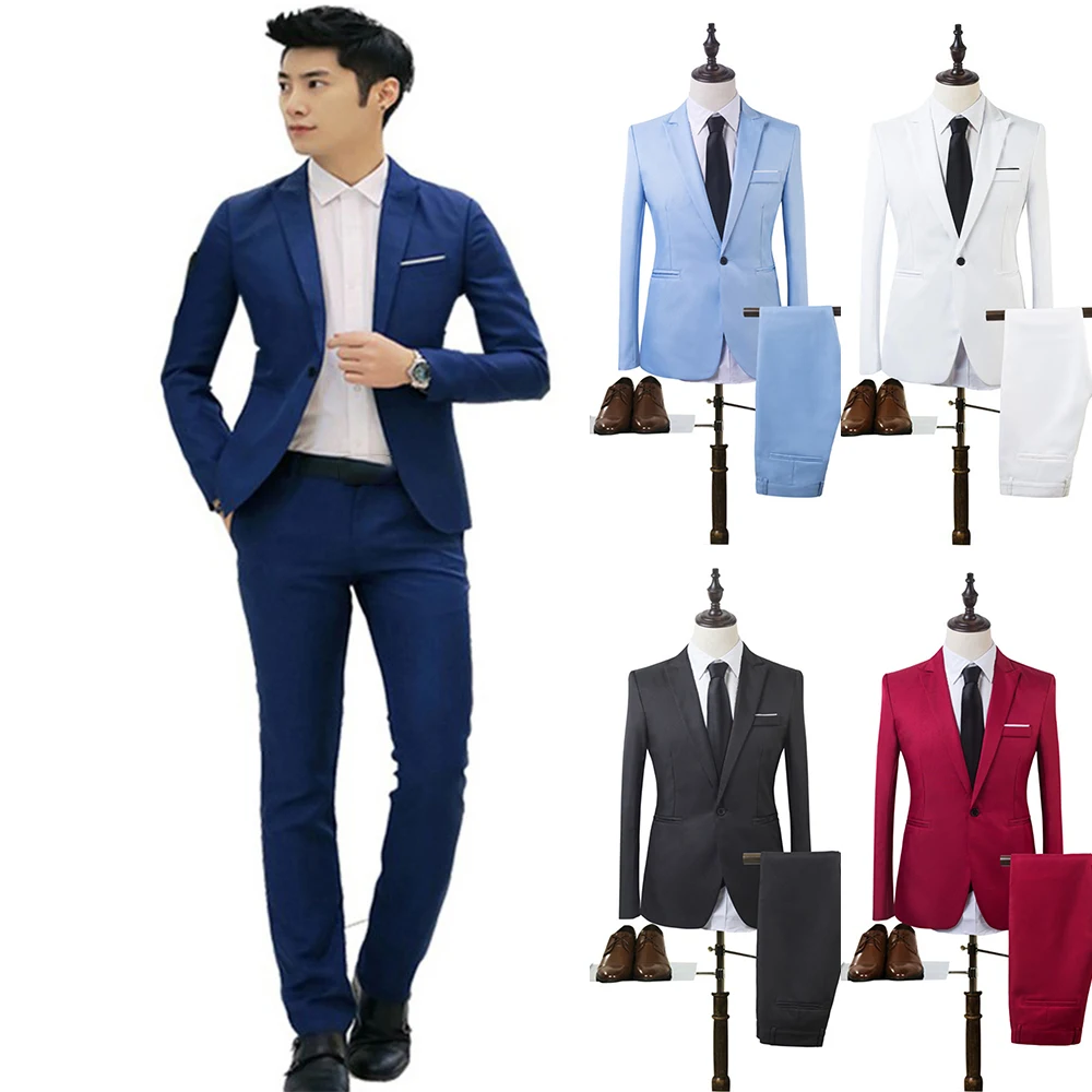 

2023 Business Casual Mens Suits One Button Groom Prom Party Tuxedos Custom Blazer Jacket Pants 2 Pieces Wedding Costume Homme