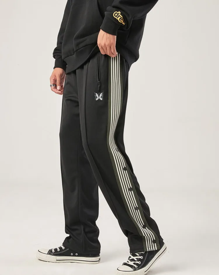 AWGE Needles Sweatpants Men Women 1:1 Quality Embroidered Butterfly Logo Jogger Side Webbing Striped Needles Trousers