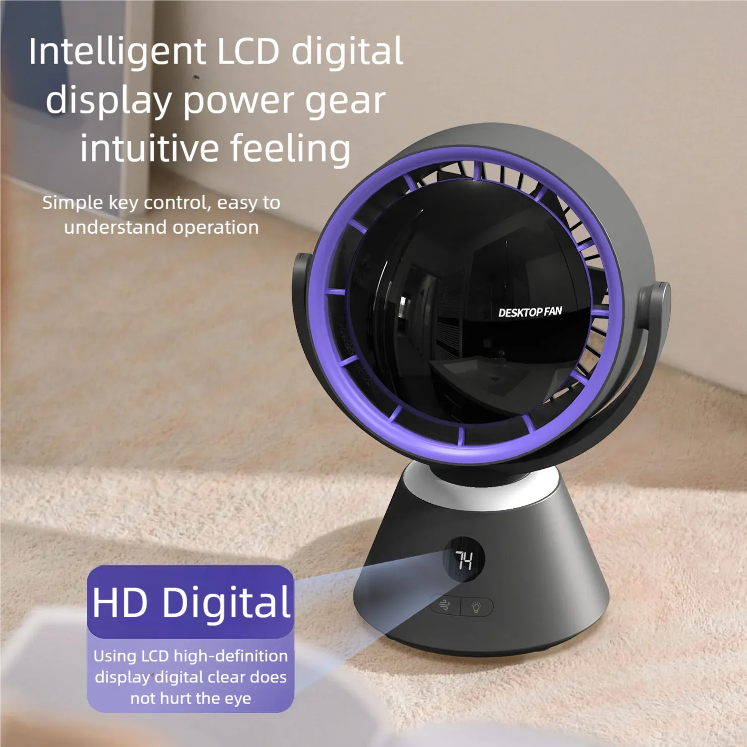 Фото Портативный домашний вентилятор с USB-аккумулятором и 3-скоростной регулируемой вентиляцией, только охлаждение №2