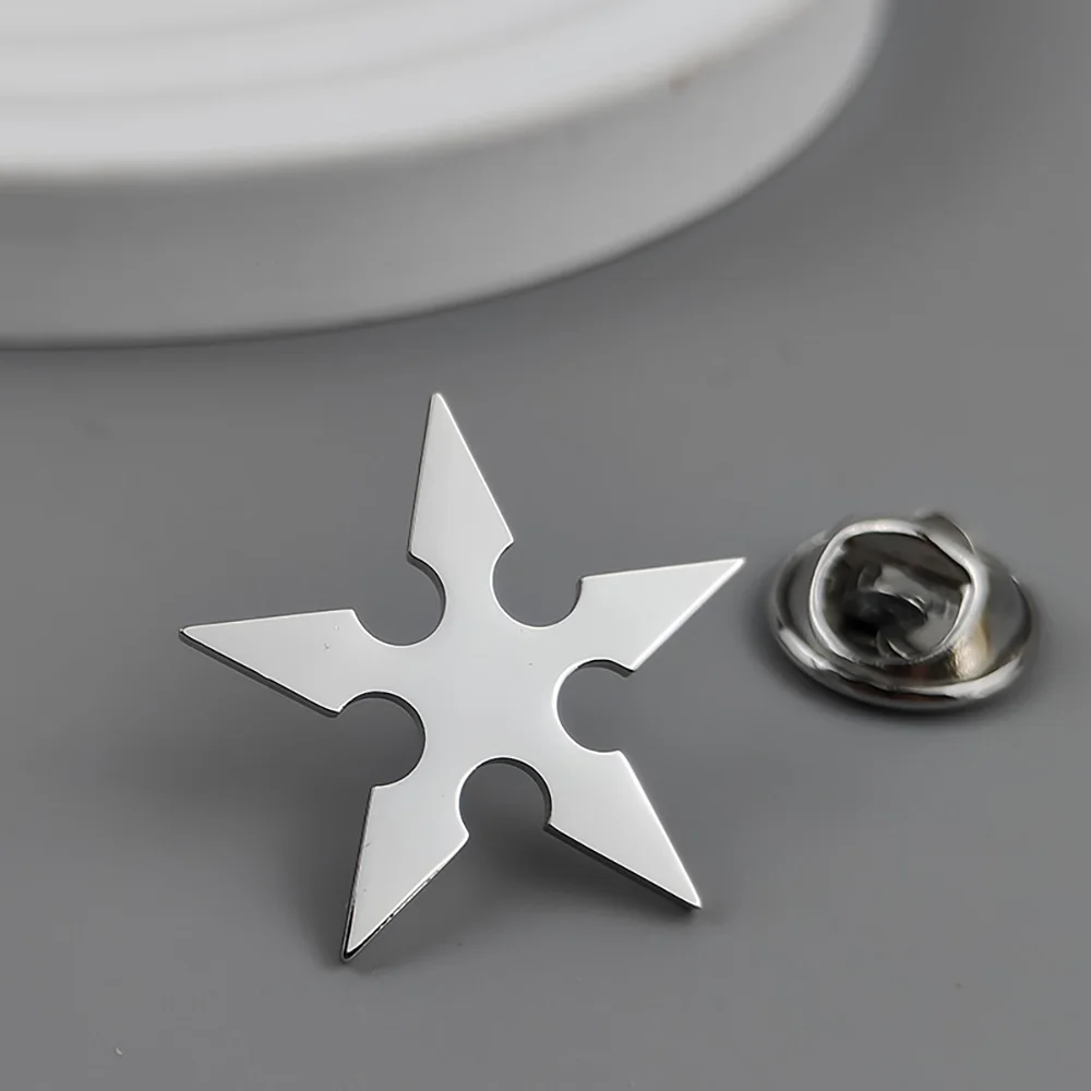 Новая пятиконечная звезда Мужская булавка для лацкана 316L нержавеющая сталь