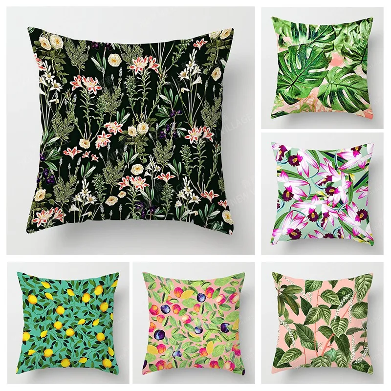 

Green Leaf Plant Pattern Pillowcase Bedroom Living Room Sofa Home Decoration Pillowcase Sofa Cushion Cover