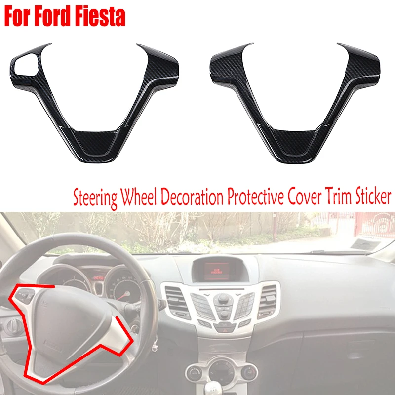 

Steering Wheel Decoration Protective Cover Trim Sticker Interior Car Accsesories For Vehicles For Ford Fiesta 2009-2013 Plastic