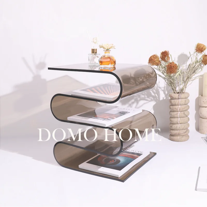 

S wave-shape Transparent Acrylic Magazine Rack Minimalist Floor or Countop Book Shelf Magazine Rack Side Table Home Oranments