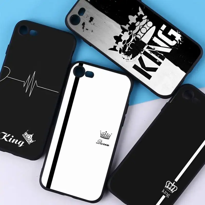 

King Queen Lovers Phone Case Silicone Soft for iphone 14 13 12 11 Pro Mini XS MAX 8 7 6 Plus X XS XR Cover
