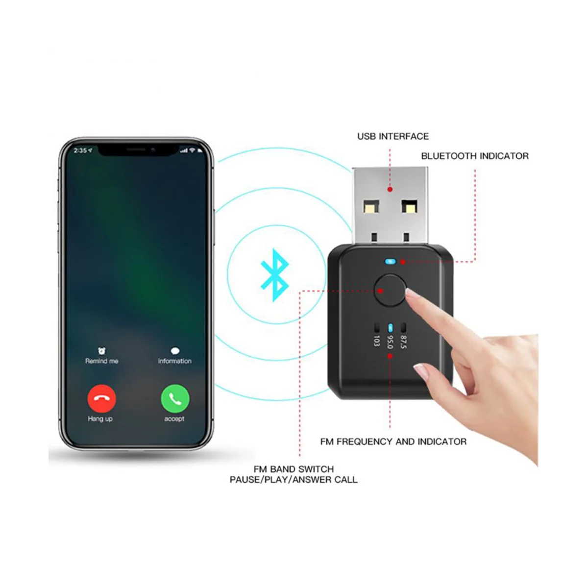 

Автомобильный Bluetooth 5,1 FM-передатчик приемник громкой связи вызов мини USB Bluetooth автомобильный комплект автомобильный беспроводной автомобильный аудио адаптер