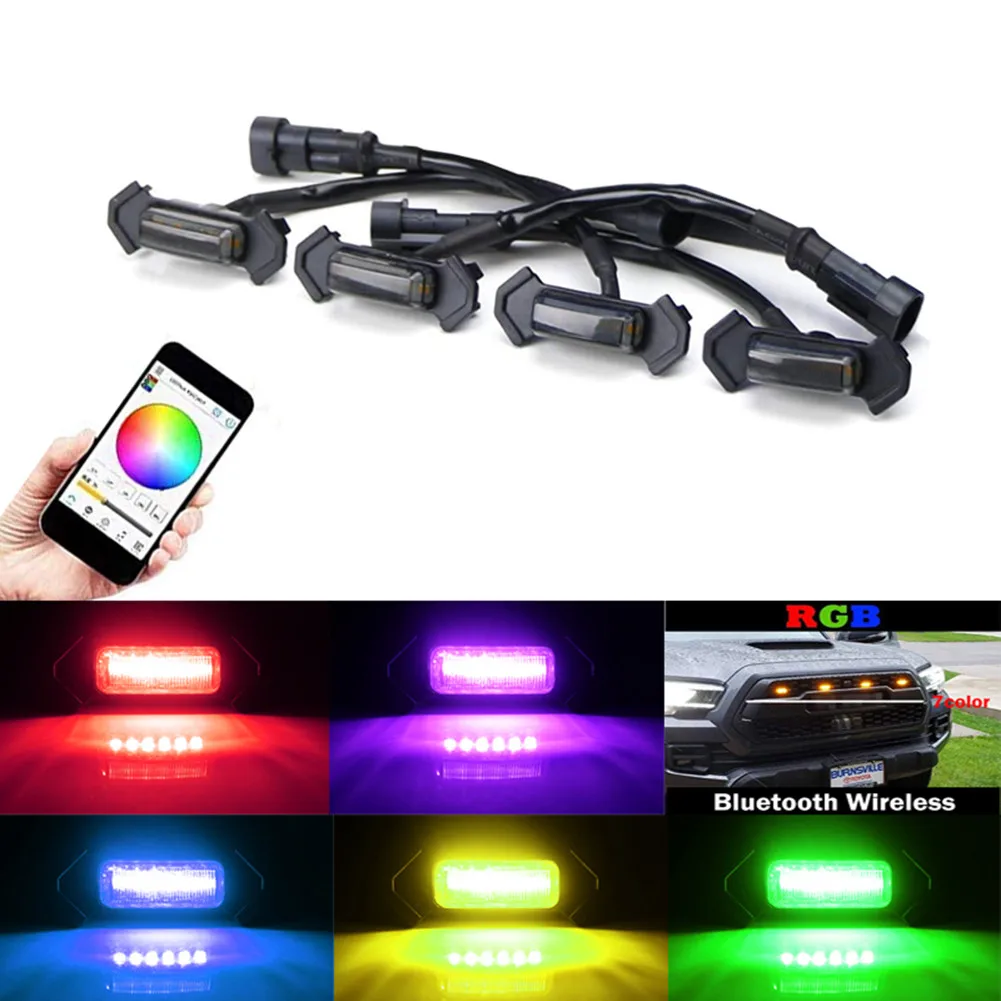 

12-24V DC Durable ABS Housing Multicolor Grill Trim 2022 Durable Hot Sale Practical APP Control Grille LED Light