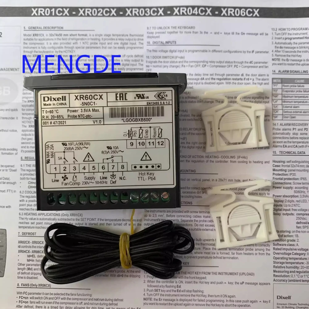 Фото Контроллер температуры Dixell XR60CX-5N0C1 XR60CX, двойной зонд с двумя датчиками, новый оригинальный №2