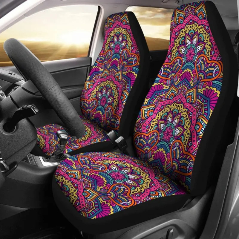 

Mandala Star Bohemian Pattern Print Car Covers 211706,Pack Of 2 Universal Front Seat Protective Cover