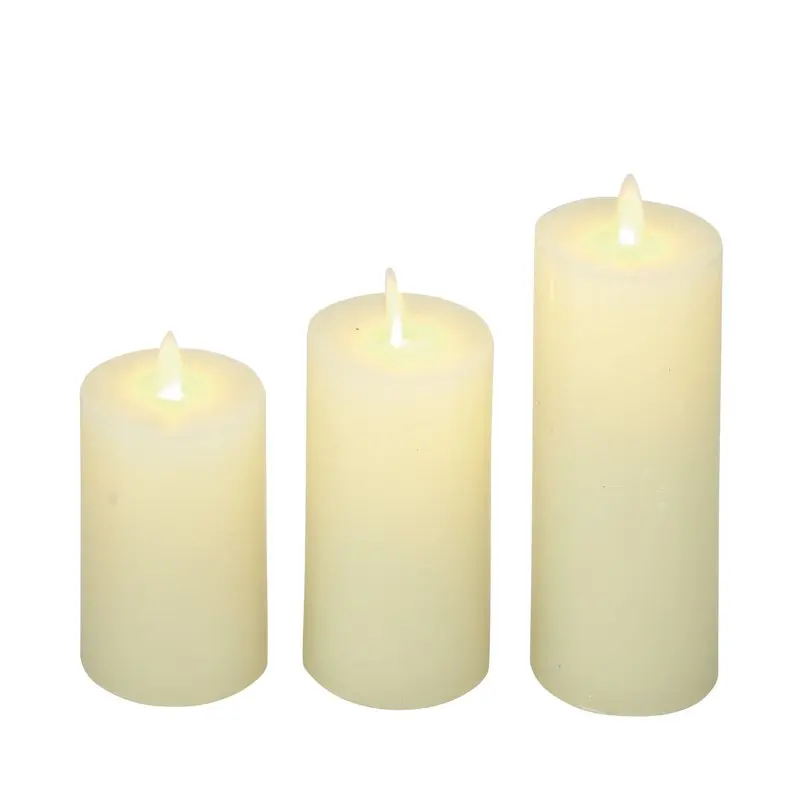 

3", 4", 5"H Unscented Wax Flameless Candle with Remote Control (Set of 3)