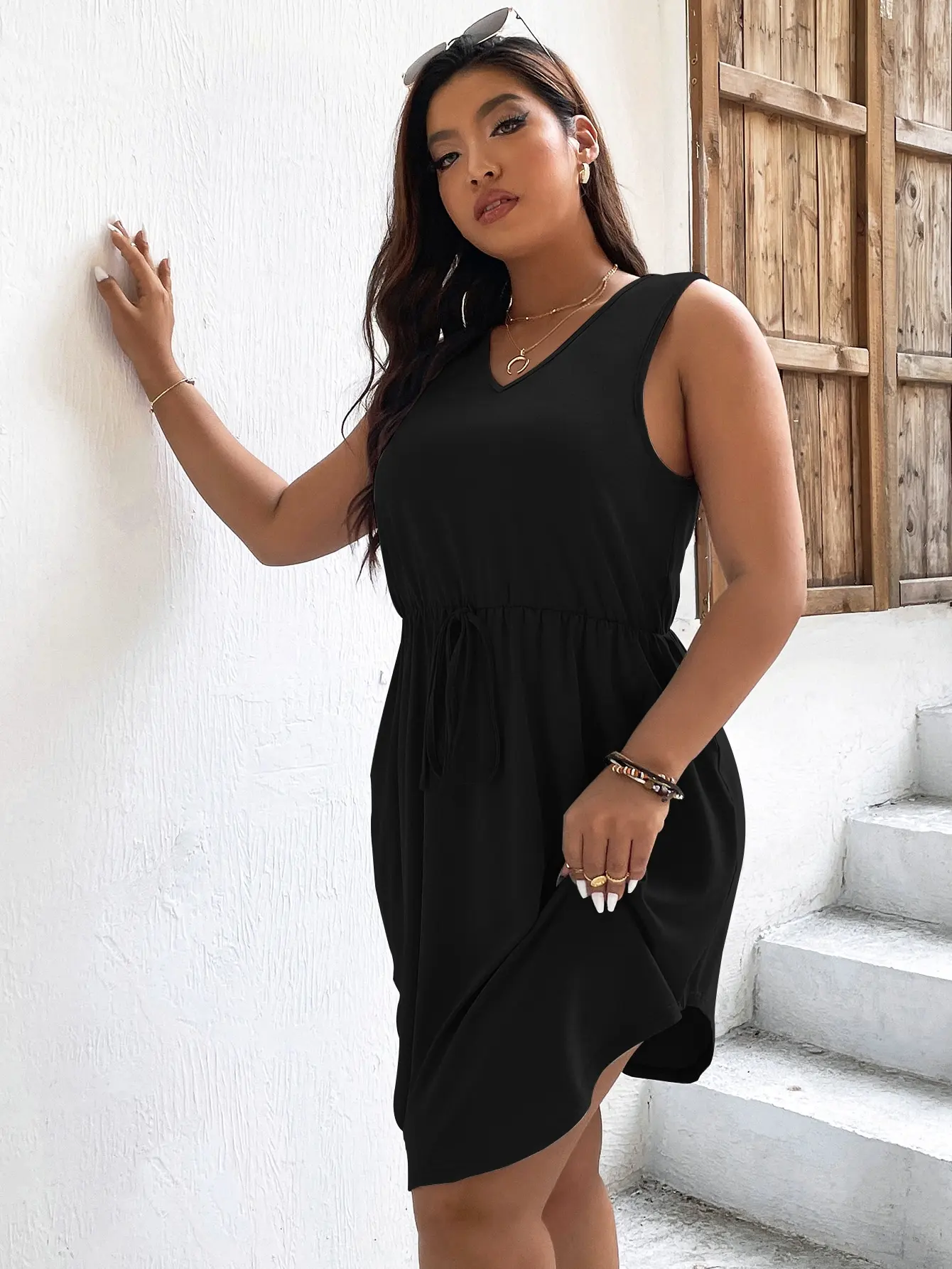 Plus Size 4xl Summer Dresses for Women 2022 Sleeveless Black Large Size Clothing Curvy Chic Elegant Loose Casual Solid Dress