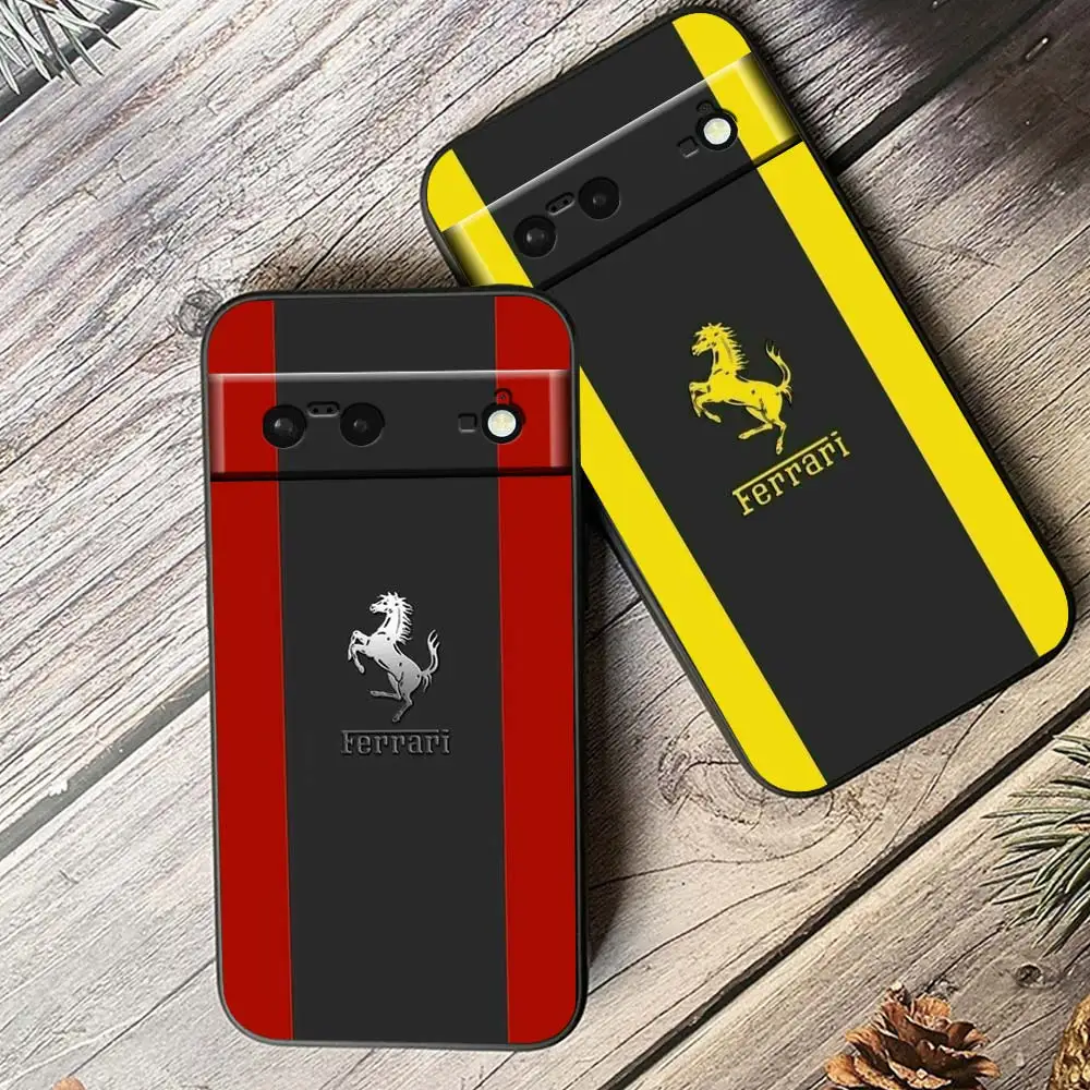 

Luxury Ferrari Car Cute Logo Phone Case For Google Pixel 8 7 6 Pro 6A 5A 5 4 4A XL 5G Black Shell Soft TPU Cover Fundas Capa