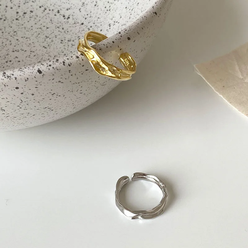 

Hip Hop Style Irregular Geometry Adjustable Rings Wrinkles Texture Sugar Paper Shape Ring For Girl Women Ring Gift