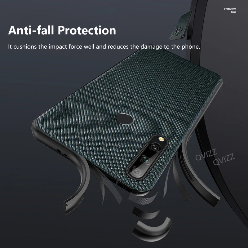 Luxury Leather Case for Huawei P Smart Z PSmartZ STK-LX1 Carbon Fiber Armor Shockproof Soft Edges Phone Cover HuaweiPSmartZ