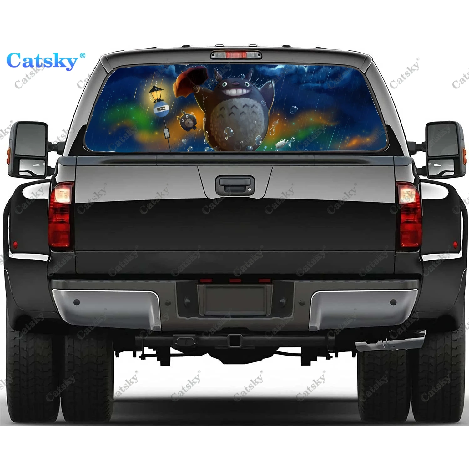 

Japanese Anime Totoro Printing Rear Window Stickers Windshield Decal Truck Rear Window Decal Universal Perforated Vinyl Graphic