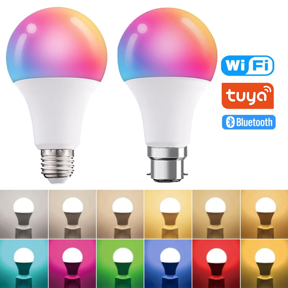 

15W Smart Led Light Bulbs For Home E27 B22 Decor Daily Lighting Tuya WiFi RGB Lamp Work With Alexa Google Home Bluetooth Control