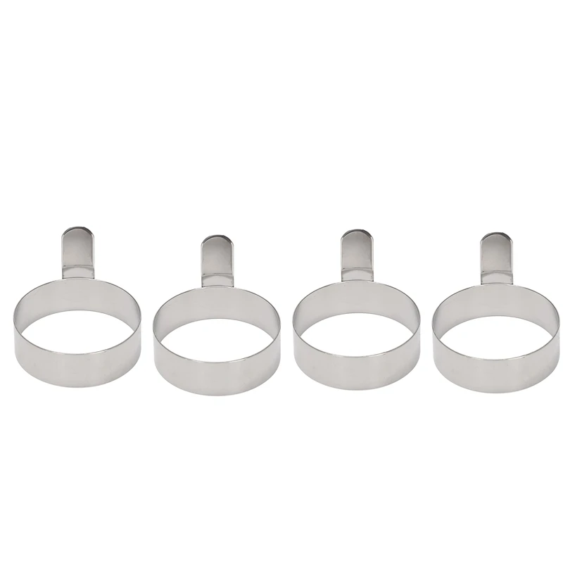 

4 Pcs Egg Frying Rings Stainless Steel Omelette Model Pancake Rings Perfect Circle Round Fried Poach Mould With Handle S