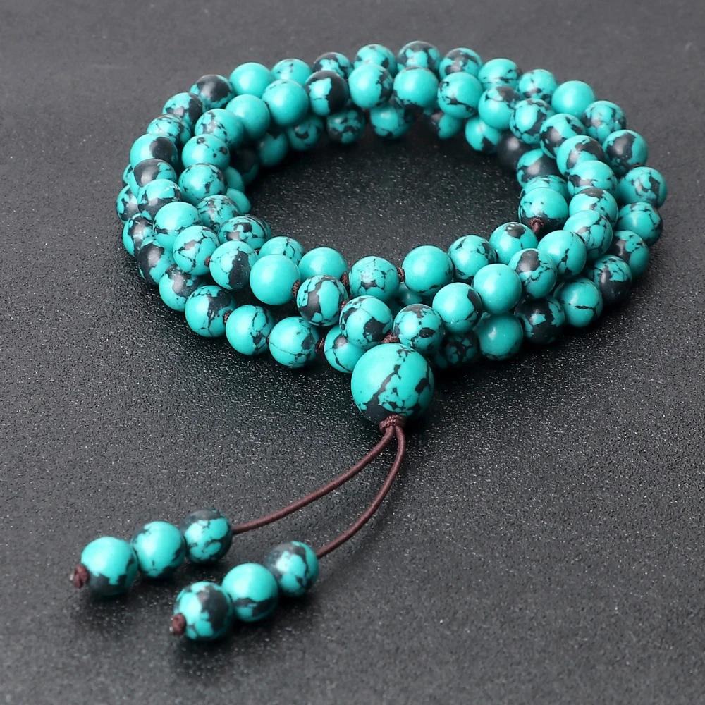 

Classic Vintage Black And Blue Beads Bracelets & Necklace For Women Men's Natural Stone 108 mala prayer beads Bracelets Jewelry