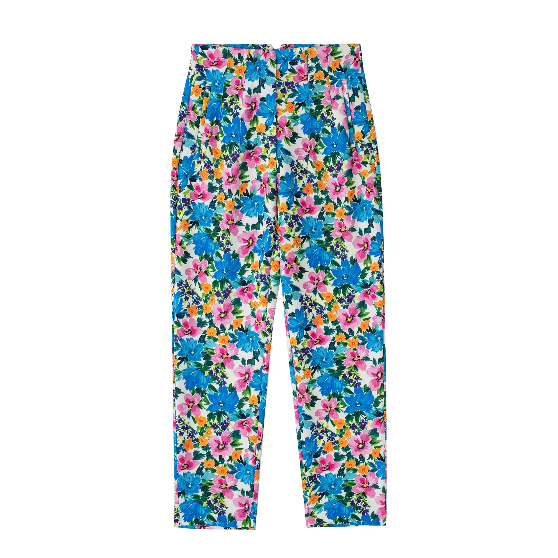 

2022 Spring and Autumn Women's High waist trousers Korean version Fashion Office Lady Casual Zipper Women's Straight Pants Traf