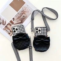 luxury cute coin purse flower bow with lanyard girl hard case for iphone 11 12 13 pro max 7 8 plus xr x xs se 2020 cover fundas
