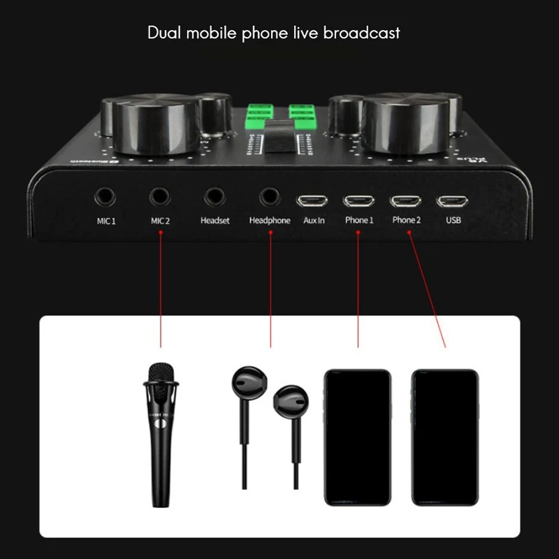 V8 Plug Звуковая карта для потоковой трансляции голоса звуковая с несколькими