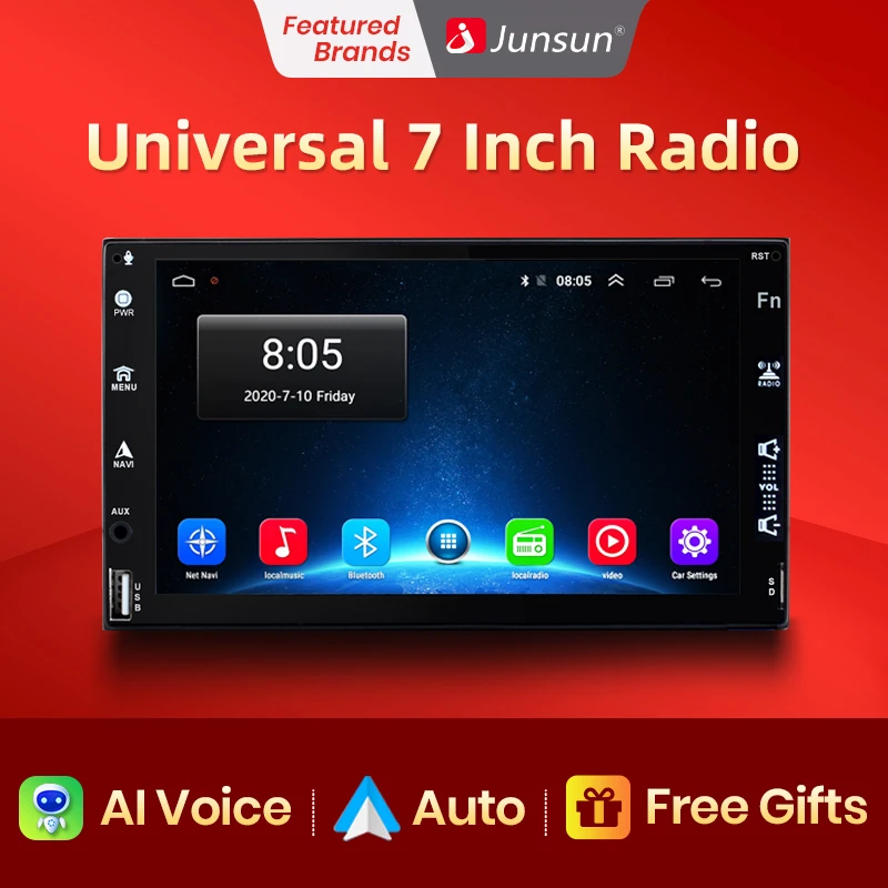 Junsun автомобильный радиоприемник мультимедийный плеер Универсальный 7-дюймовый