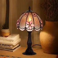 8-inch three-dimensional flower Tiffany Bohemia sofa tea table bedside lamp warm and innovative pink bedroom small table lamp
