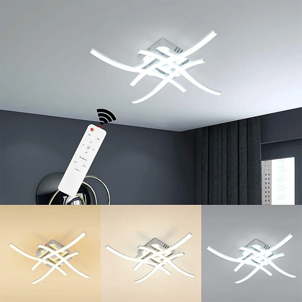 

24W LED Ceiling Light Remote Control 3 Colors Dimmable AC85-265V Curved Design Kitchen Lamp Indoor Decoration Home Lighting