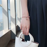 pink imitation crystal bracelet female ins personality design bestie sisters hand ornaments simple femperament fresh water pearl