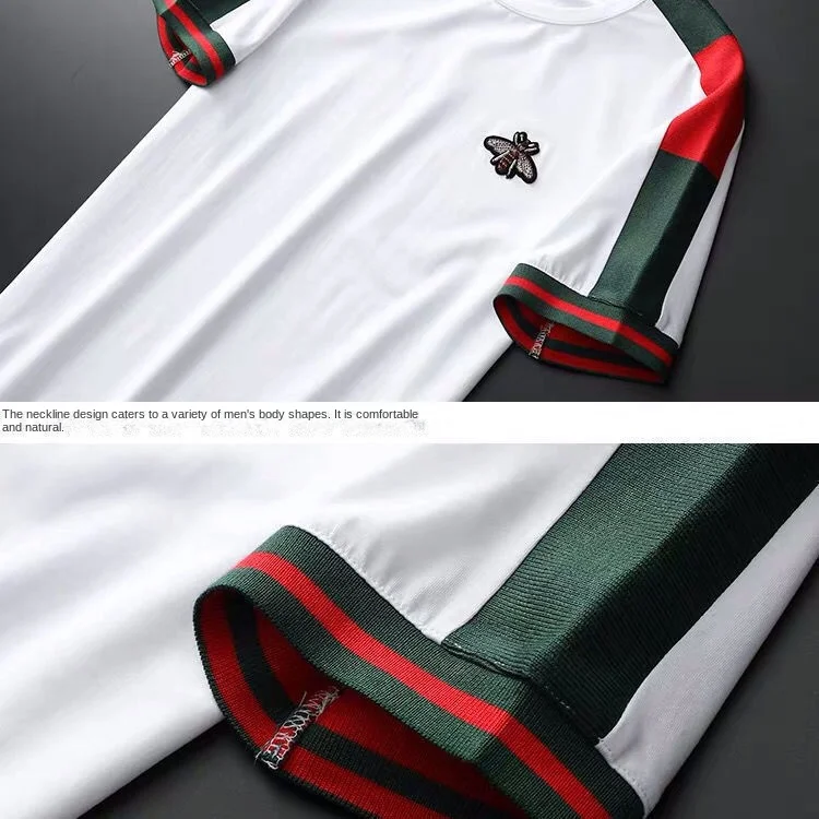 Clothes for men Summer Short Sleeve Shorts Sportswear Suit Fashion Casual Loose Embroidery Printed Two-Piece Set