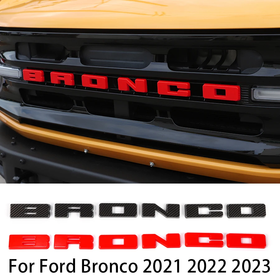 

NHAUTP 6Pcs/Set ABS Front Logo Emblem Letters Decoration Cover For Ford Bronco 2021-2023 Car Sticker