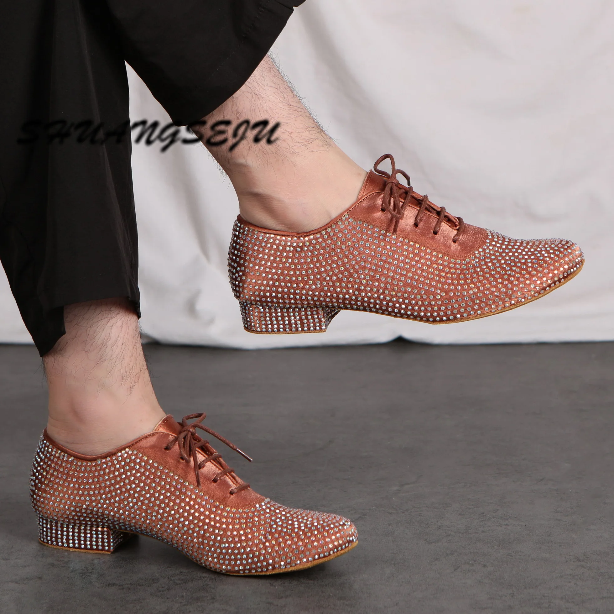 Туфли SHUANGSEJU мужские для латиноамериканских танцев сатиновые модные