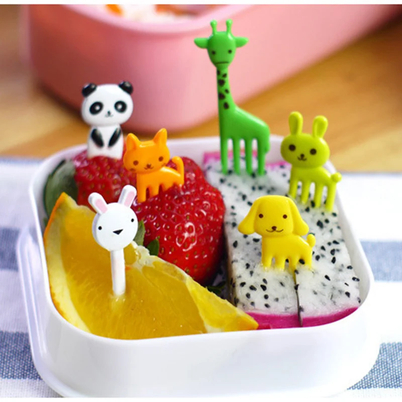 

10Pcs Bento Vegetable Crockery Cute Mini Toddler Children Fruit Forks Toothpicks Kids Food Picks Cartoon Animal Farm