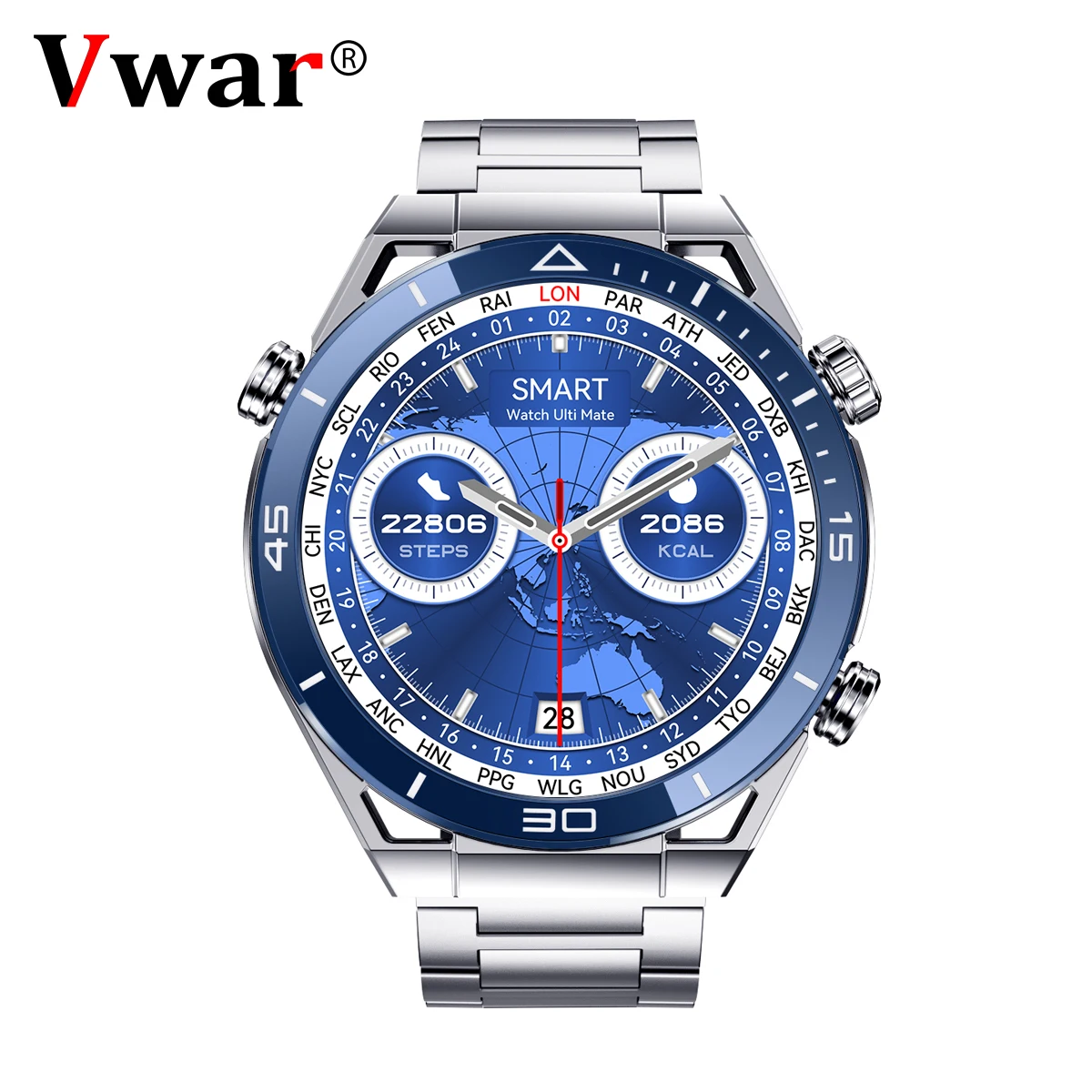 Vwar Ultra Mate Business Smart Watch Men Bluetooth Call Compass 100+ Sport Modes Smartwatch Waterproof Watches for Huawei IOS