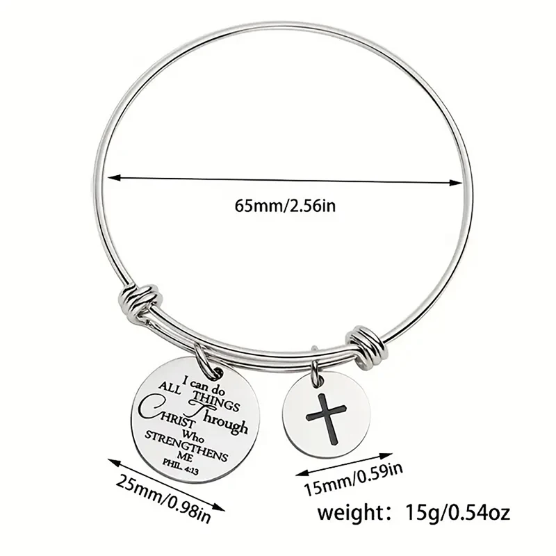Браслет с подвесками христианский крест из Библии Phillippians 4:13 браслет нержавеющей