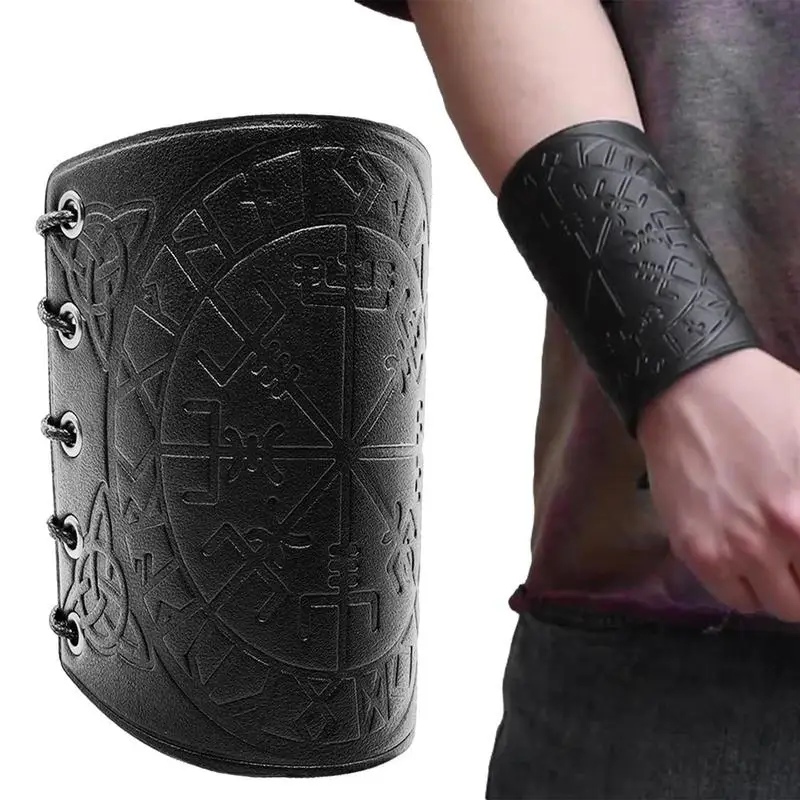 

Кожаные нарукавники Viking Vegvisir, рельефные брони, Ретро реквизит для косплея с регулируемым дизайном, широко используемые для игр