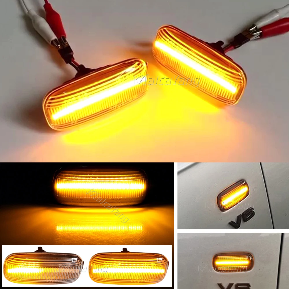 

2Pcs For Audi A3 S3 8P A4 S4 RS4 B6 B7 B8 A6 S6 RS6 C5 C7 LED Dynamic Turn Signal Side Marker Light Sequential Blinker