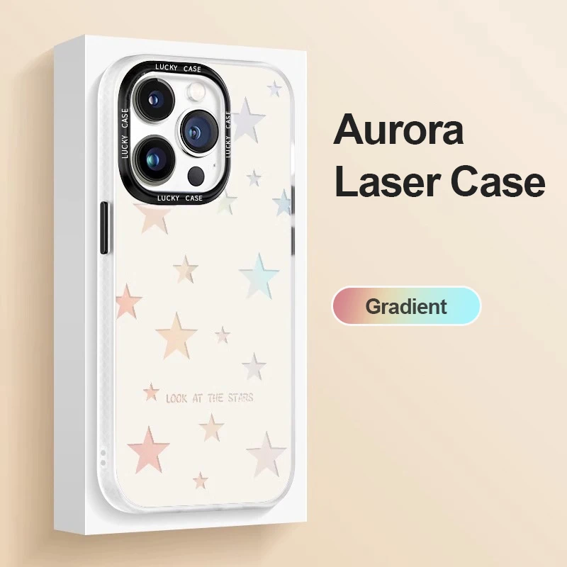 

Laser Gradient Star Love Painted Phone Case for IPhone 14 13 12 11 Pro Max Frosted Full Package Shockproof Back Cover XR 7P 8P