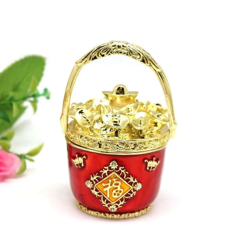 Luck in Making Money Trinket Box A Bucket of Gold Shape Jewelry Display Box