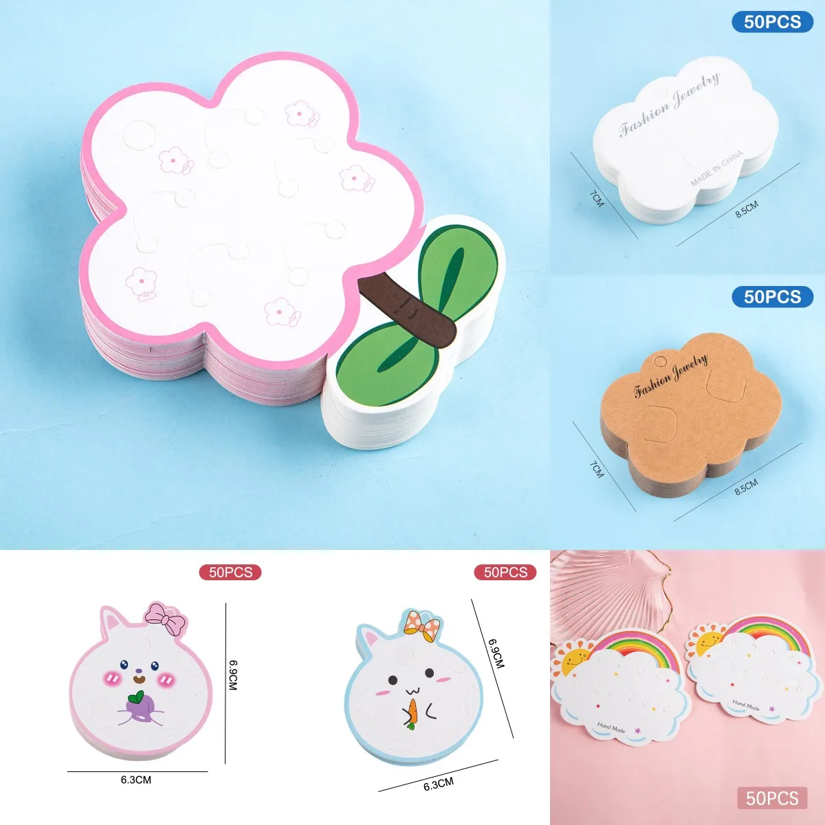 

50Pcs Clouds Paper Card Hair Accessories Dispaly Card DIY Handmade