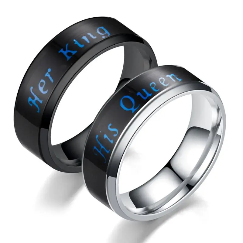 

Body Sensor Color Change Finger Rings Couple Lover Mood Ring Steel Simple Ring Fashion Jewelry for Men & Women