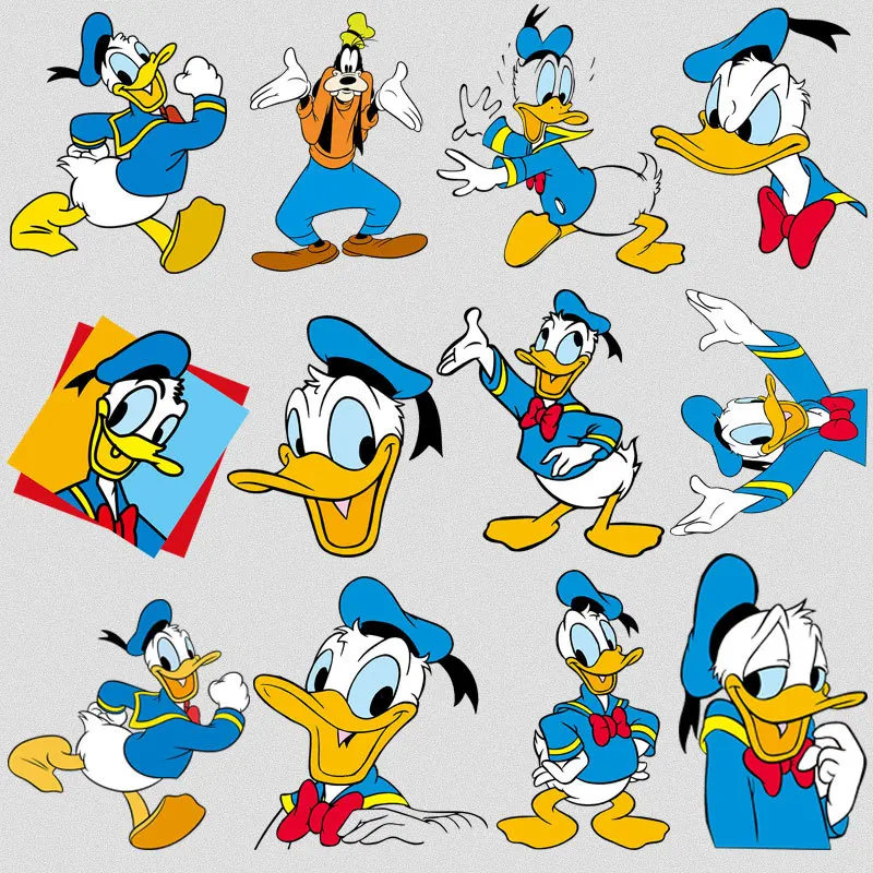 Cute Disney Donald Duck Daisy Heat Transfer Stickers Iron on Pathces Appliqués On Clothes Custom Patch Free Shipping