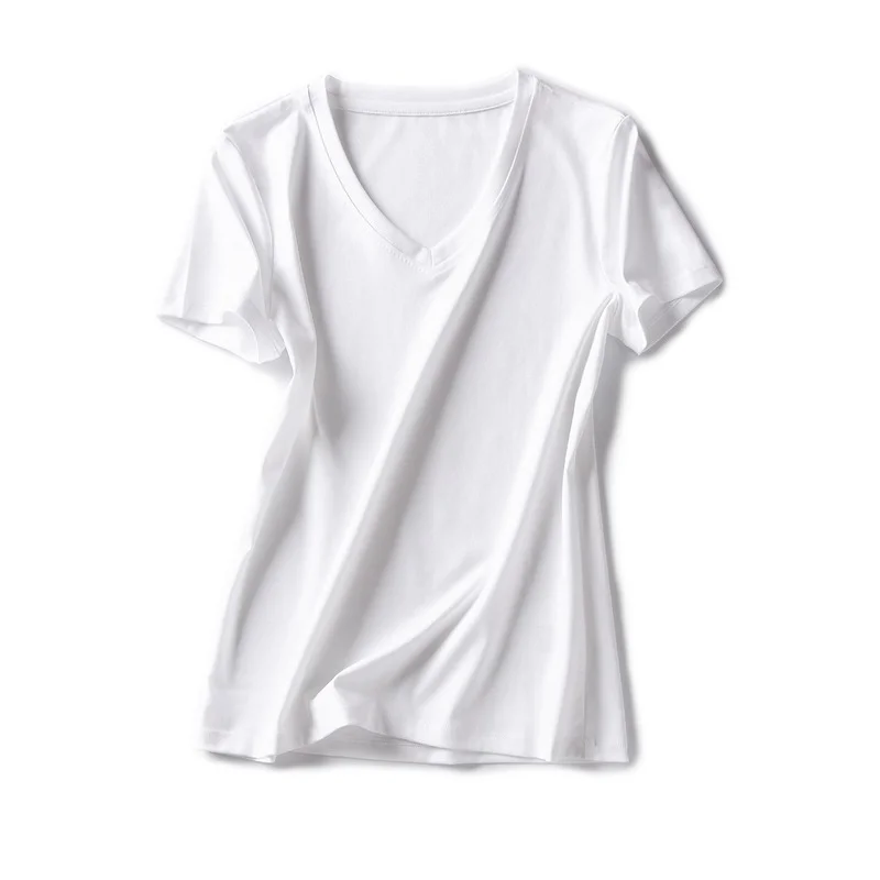 

New style solid white T-shirt women's Short Sleeve Top