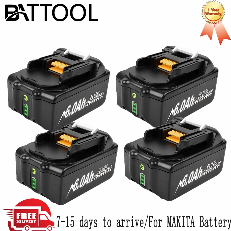 

Аккумуляторная батарея BL1850, 18 в, 6000 мАч, литий-ионная батарея для Makita, сменная батарея BL1830, BL1860, LXT400, аккумулятор для электроинструмента