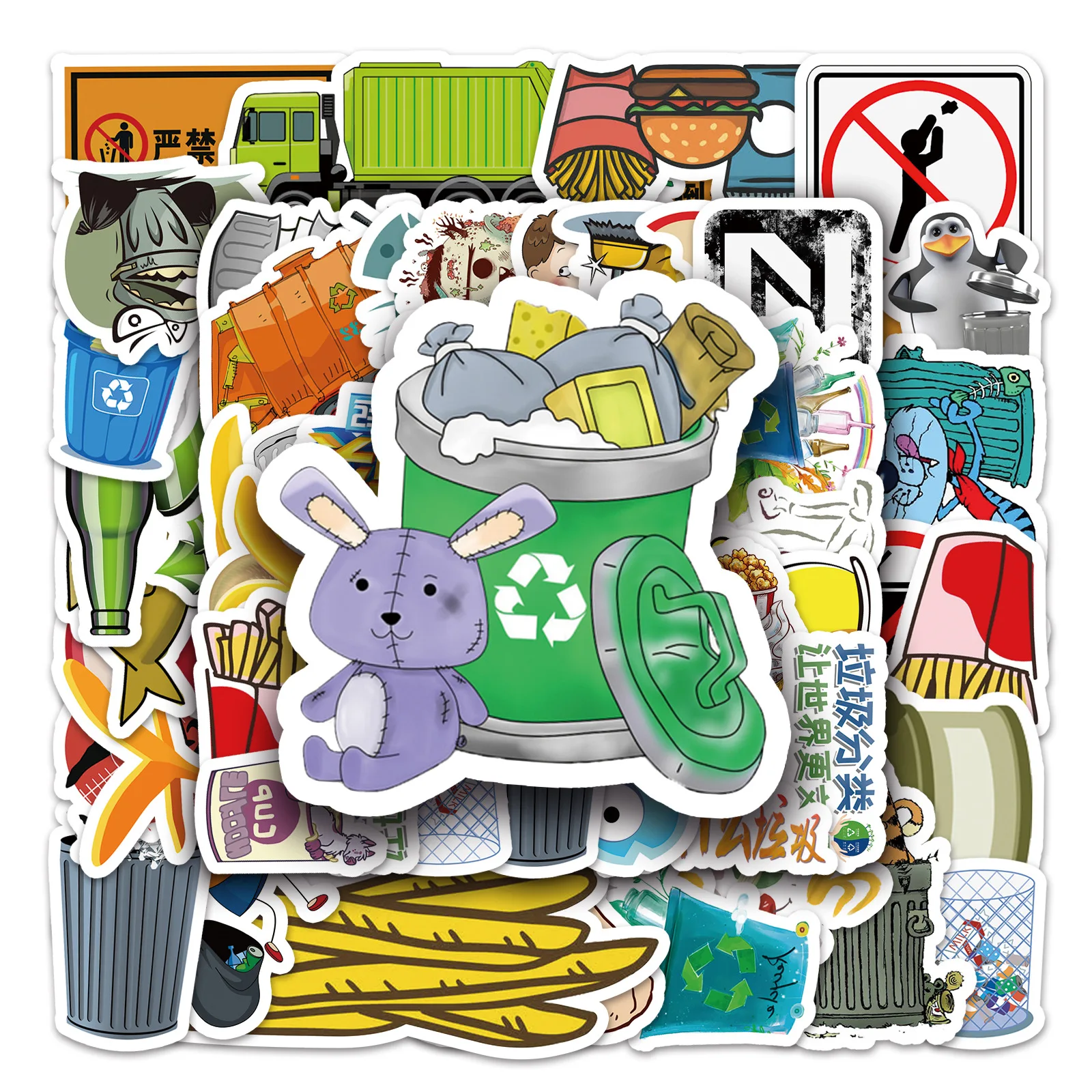 

Cartoon Waste Sorting Stickers Toys Laptop Skateboard Aesthetic Decals Notebook Car Varied Stickers Phone Cases Guitar Skates