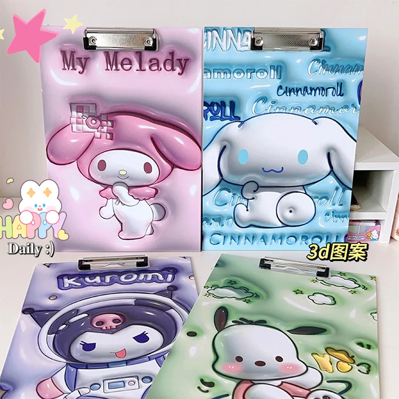 Sanrio A4 мультяшная кукла Студенческая доска клипса аниме Cinnamoroll Kuromi записывающая