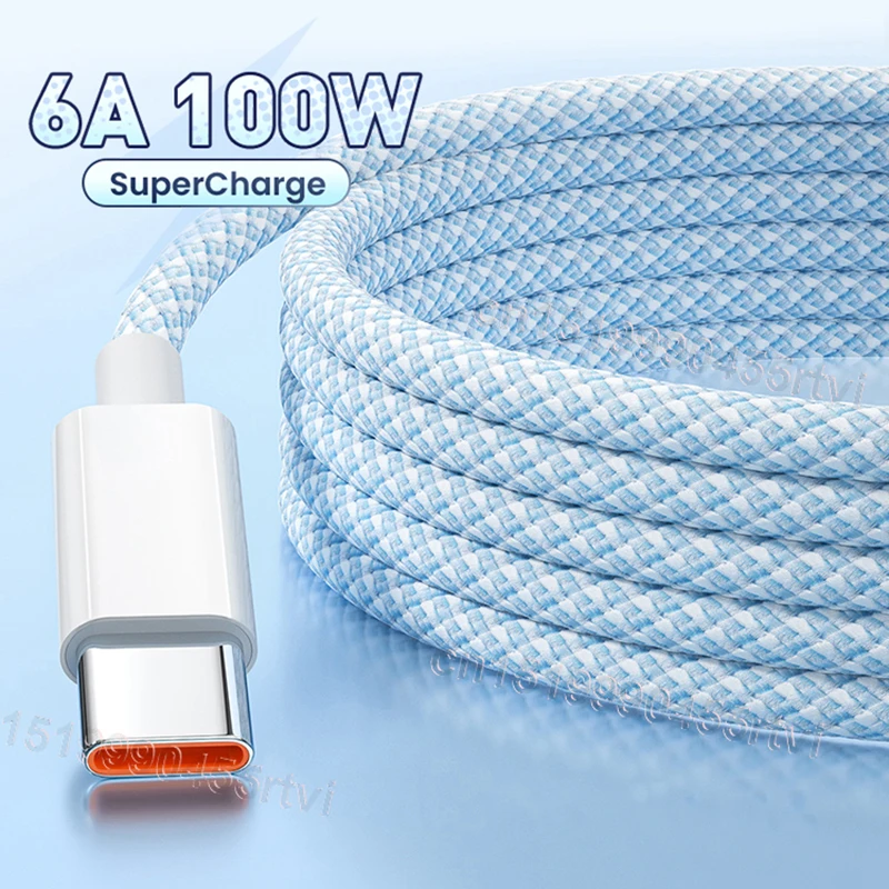 

6A 66W USB Type C Cable For Huawei P40 100W for Honor 50 Pro Fast Charging Wire USB-C Charger Cord for Samsung S22 Xiaomi OPPO